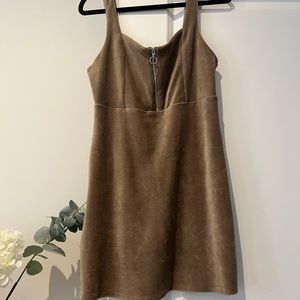 Velvet green zip mini dress